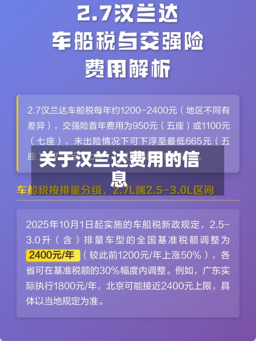 关于汉兰达费用的信息-第2张图片